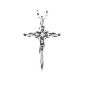 10K White Gold (0.02ct) Diamond Cross Pendant