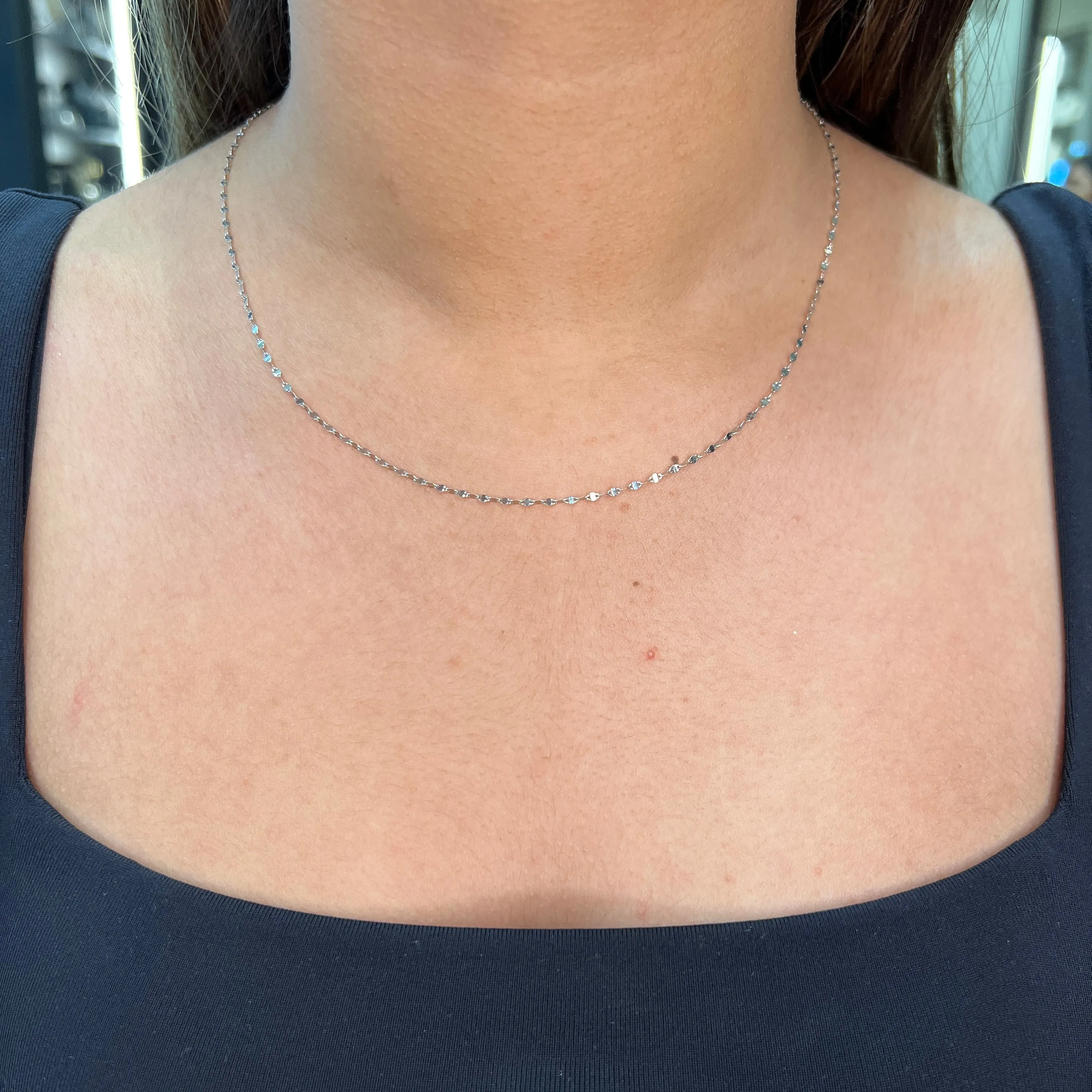 10K White Gold (1.2mm) Mirror Chain 18"