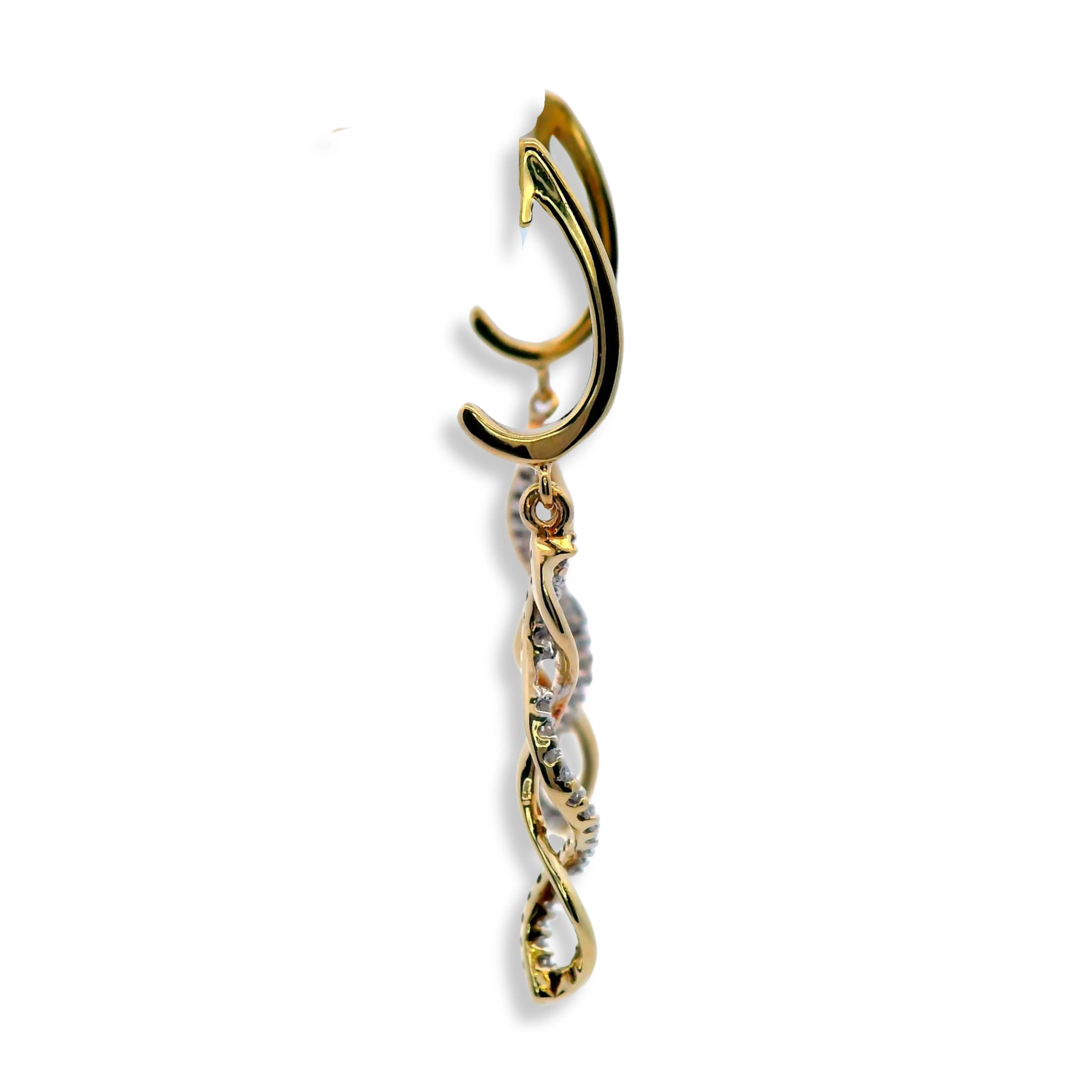 10K Yellow Gold Twisted Dangle Earrings