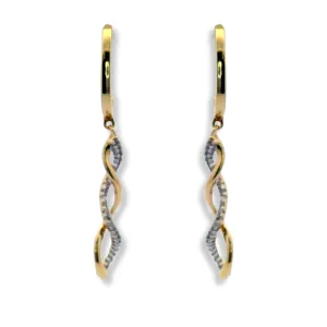 10K Yellow Gold Twisted Dangle Earrings