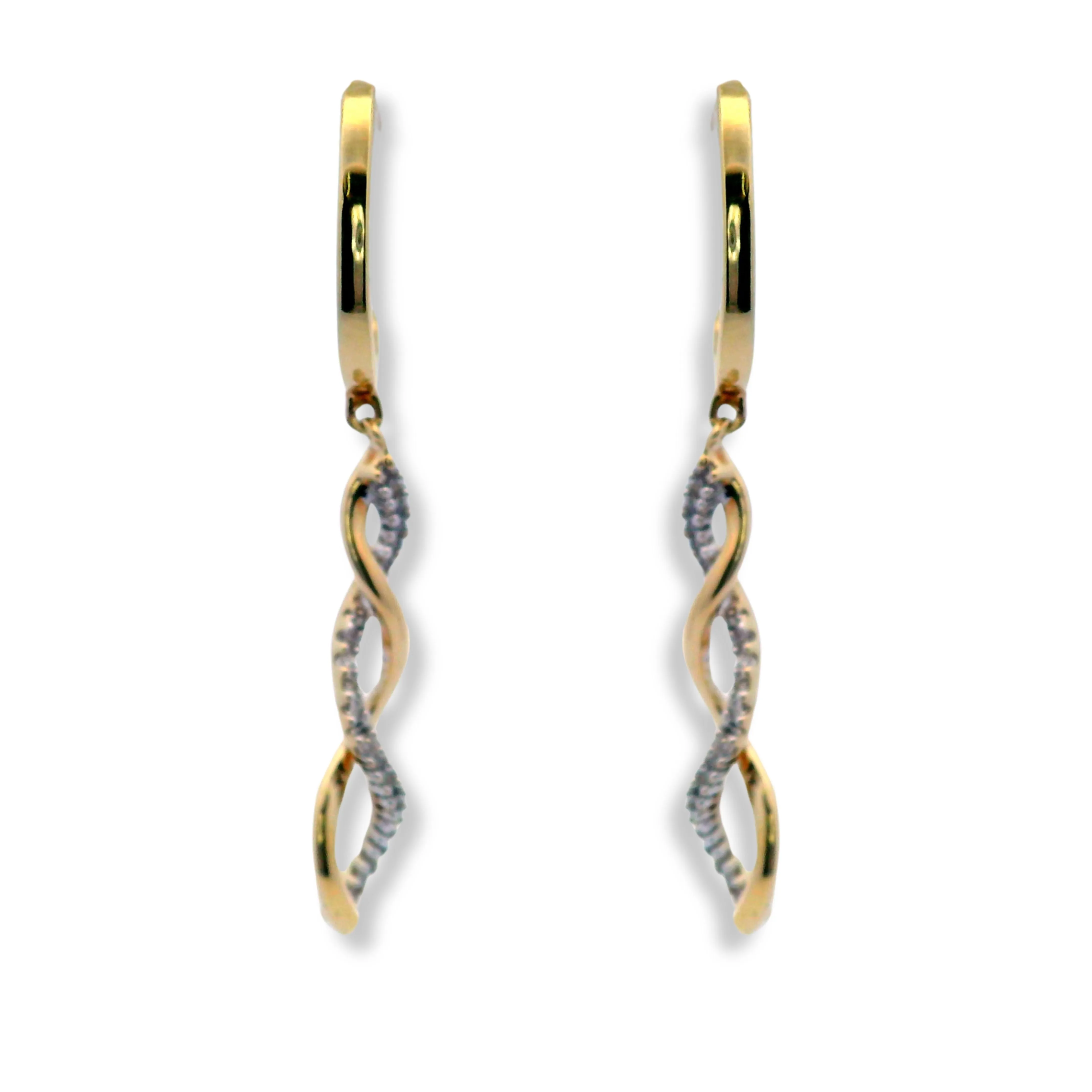 10K Yellow Gold Twisted Dangle Earrings