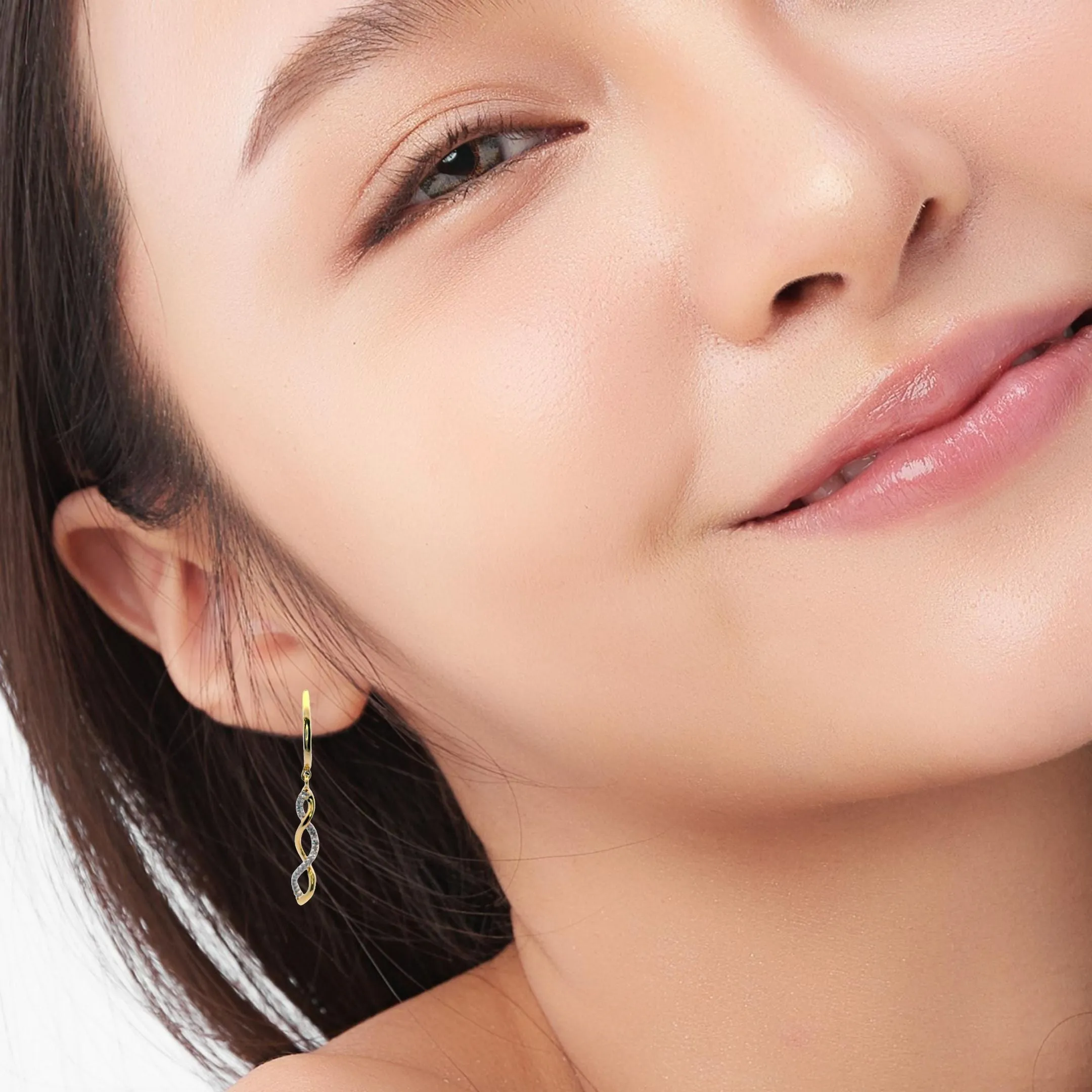 10K Yellow Gold Twisted Dangle Earrings