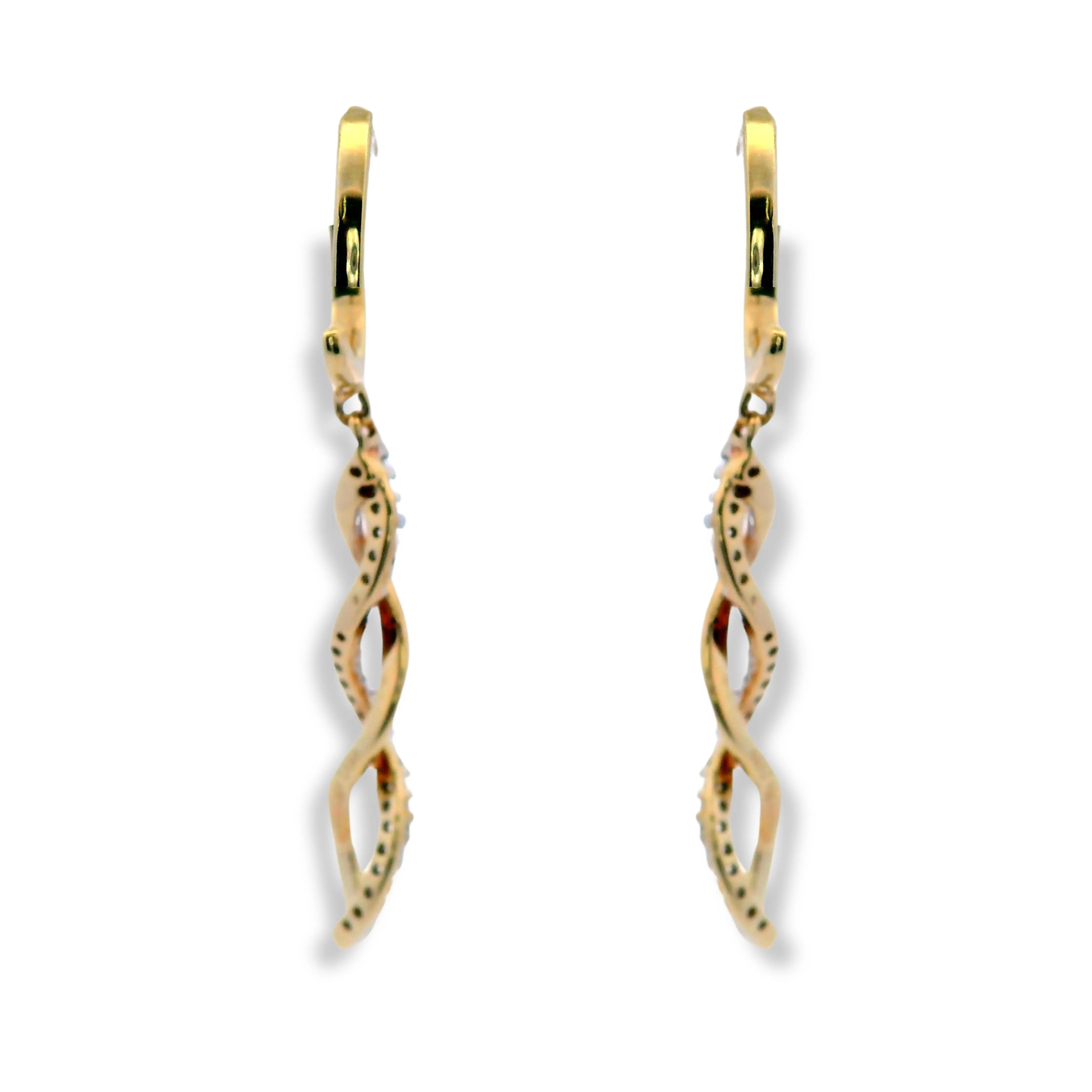 10K Yellow Gold Twisted Dangle Earrings
