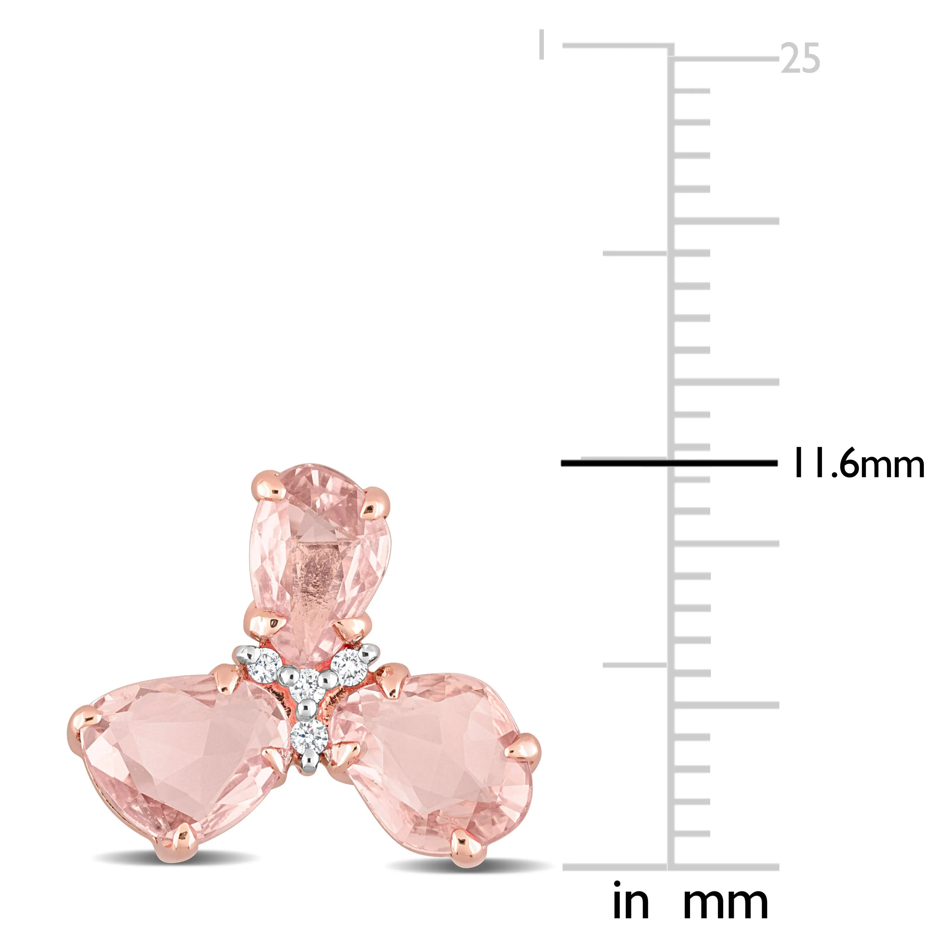 2 2/5 CT TGW PINK SAPPHIRE AND DIAMOND ACCENT 3-STONE STUD EARRINGS IN 14K ROSE GOLD