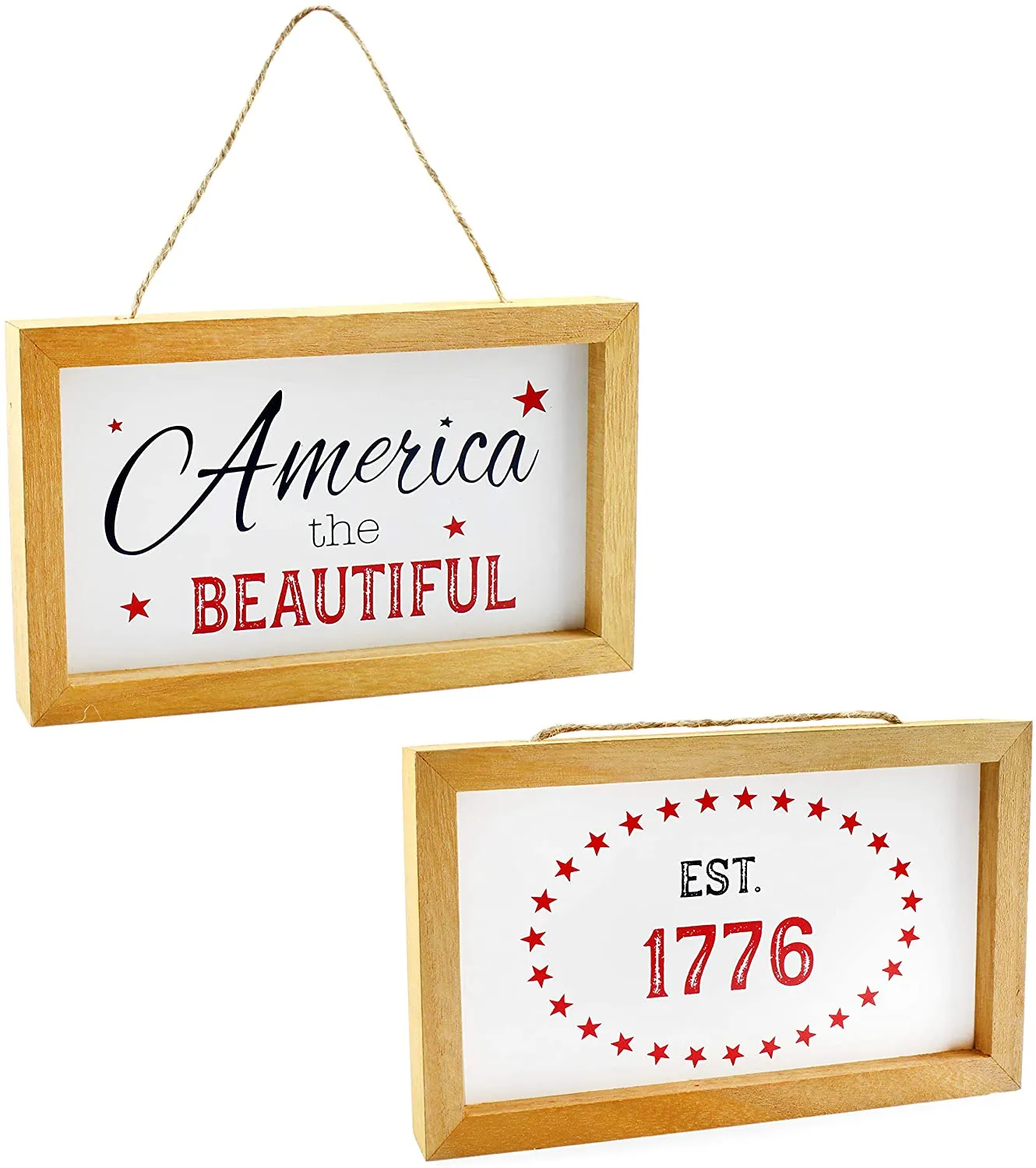 4th of July Signs, Set of 2 Decorative Wood Americana Patriotic Signs (Case of 30)