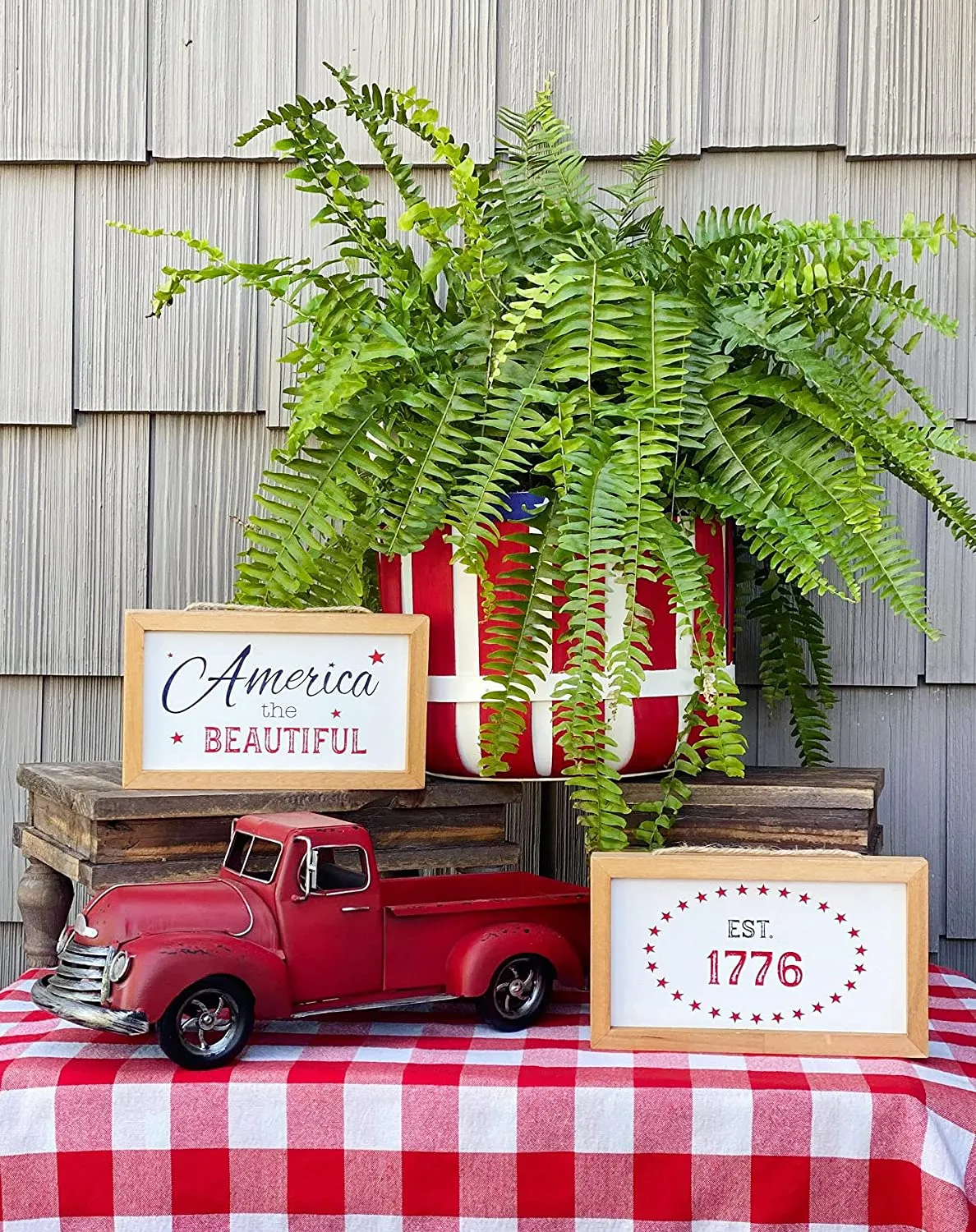 4th of July Signs, Set of 2 Decorative Wood Americana Patriotic Signs (Case of 30)
