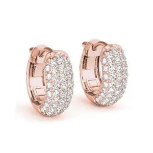 5-Row Pavé Diamond Curved Huggie Earrings