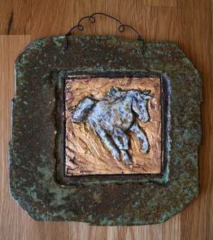 9x9 Galloping Horse Stone Decor