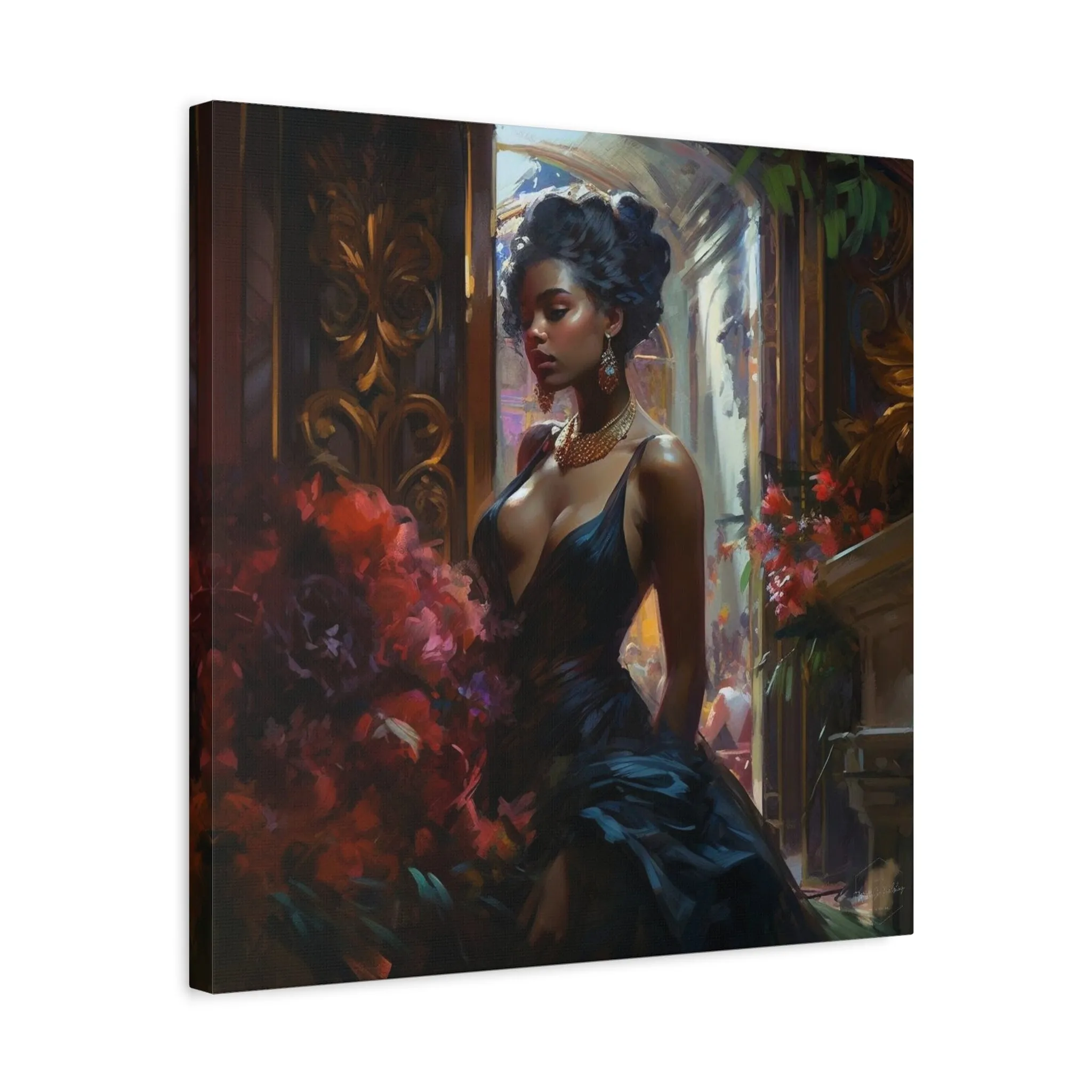 African American Art Ballroom  Beauty Oil paining inspried Matte Canvas, Stretched, 1.25"