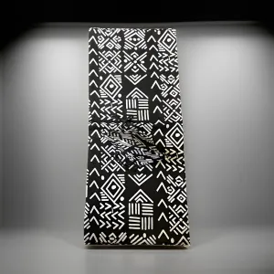 African Print Black/White Headwrap with Matching Mask Set