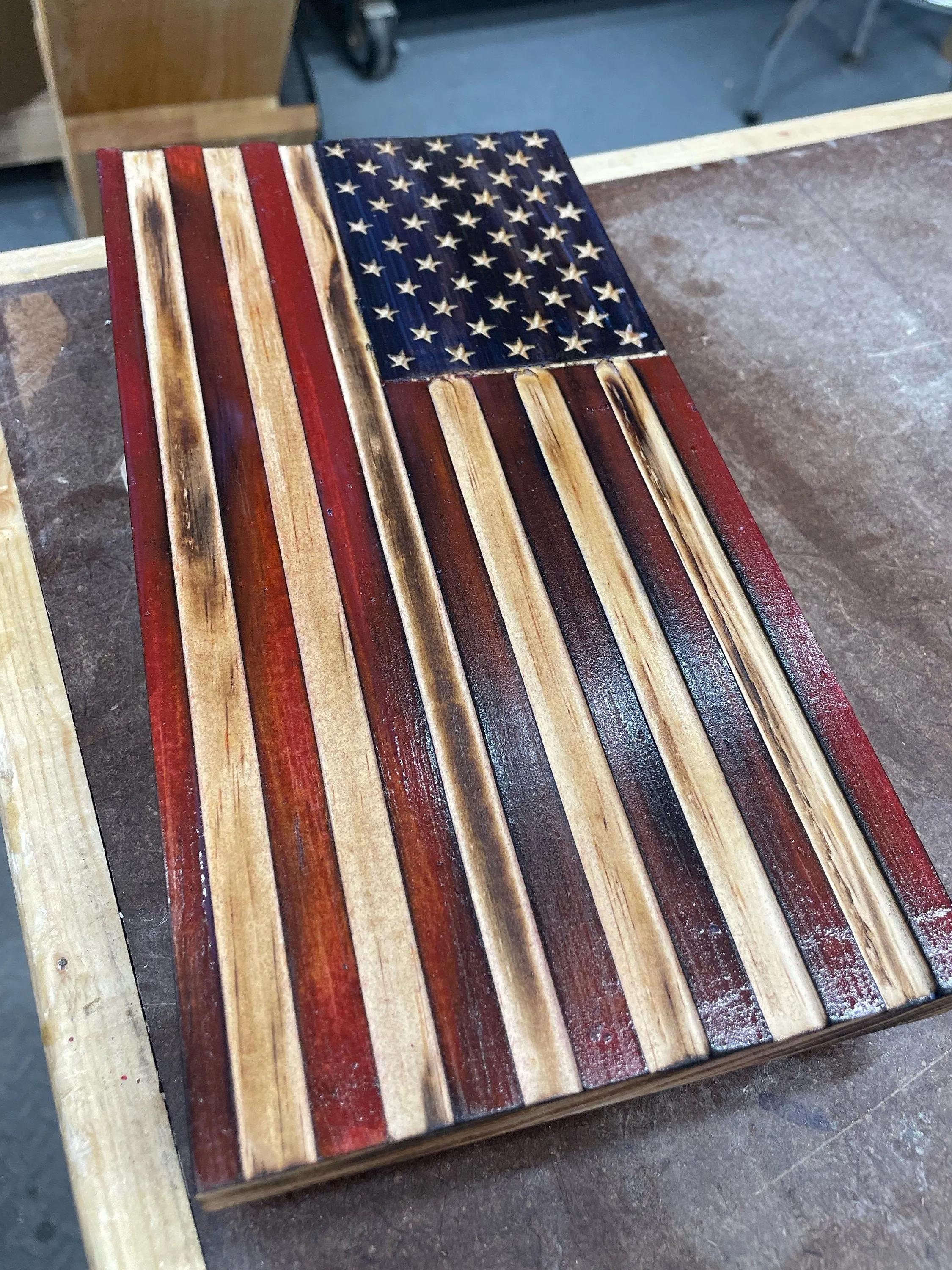 American Flag Bookcase Decor