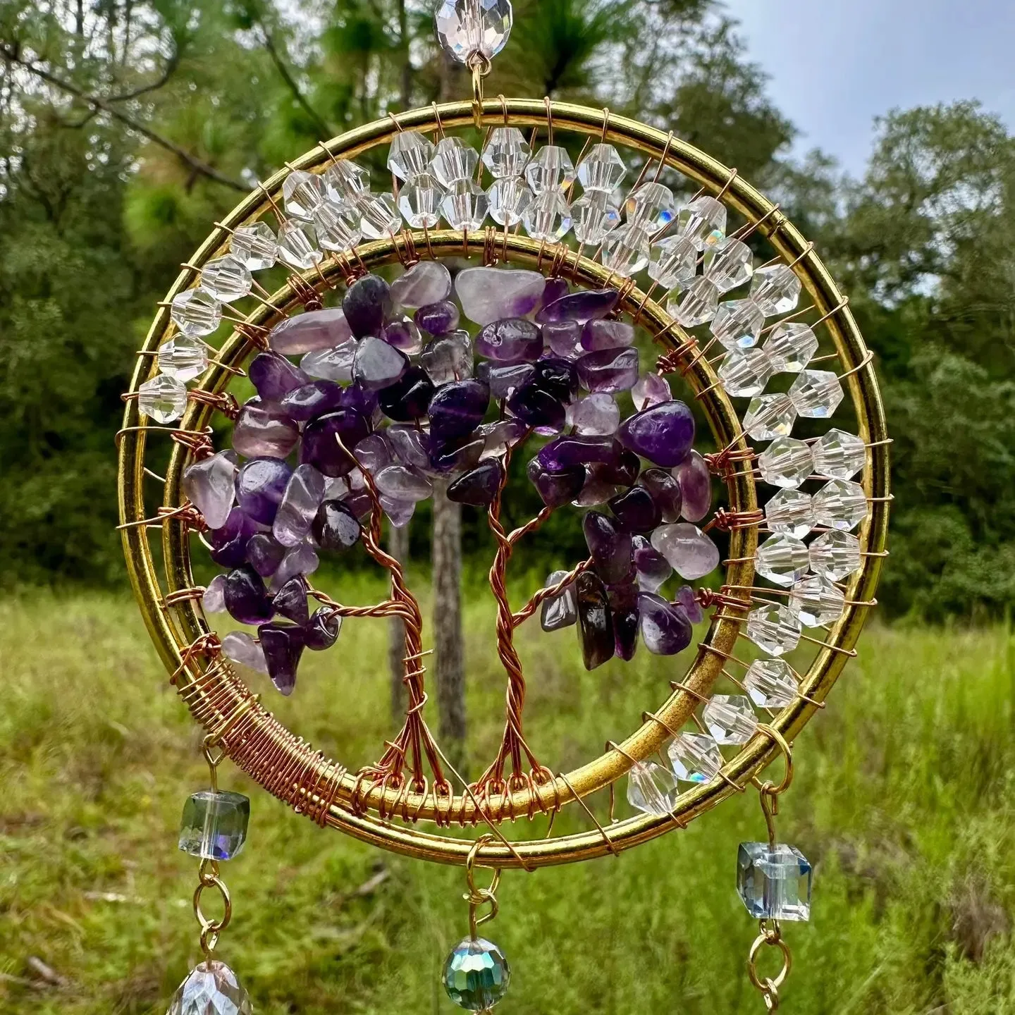Amethyst Dual Tree of Life Dreamcatcher