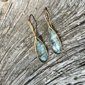 Aqua Blue Topaz Desert Mirage Earrings - Gold