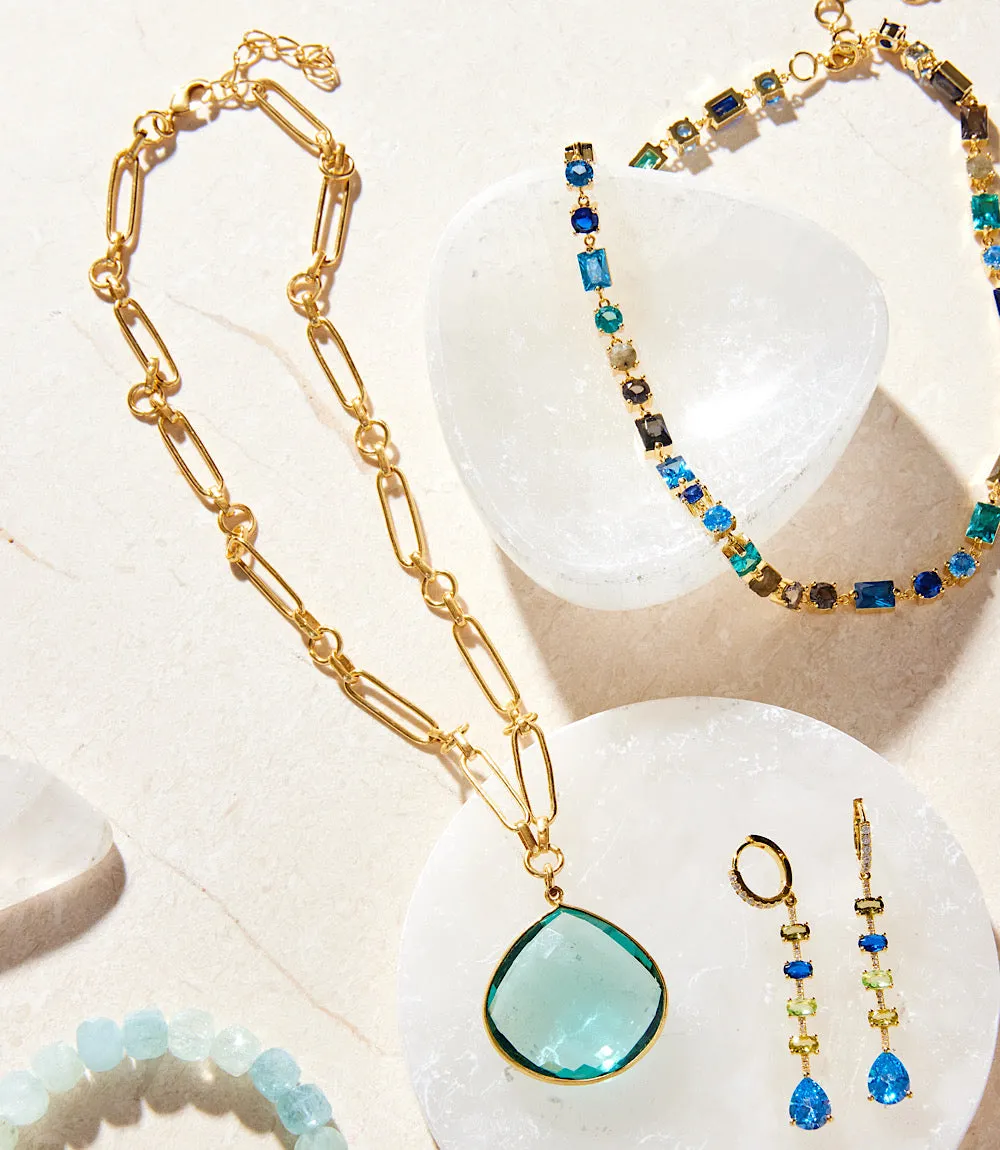 Aqua Quartz Pendant Necklace