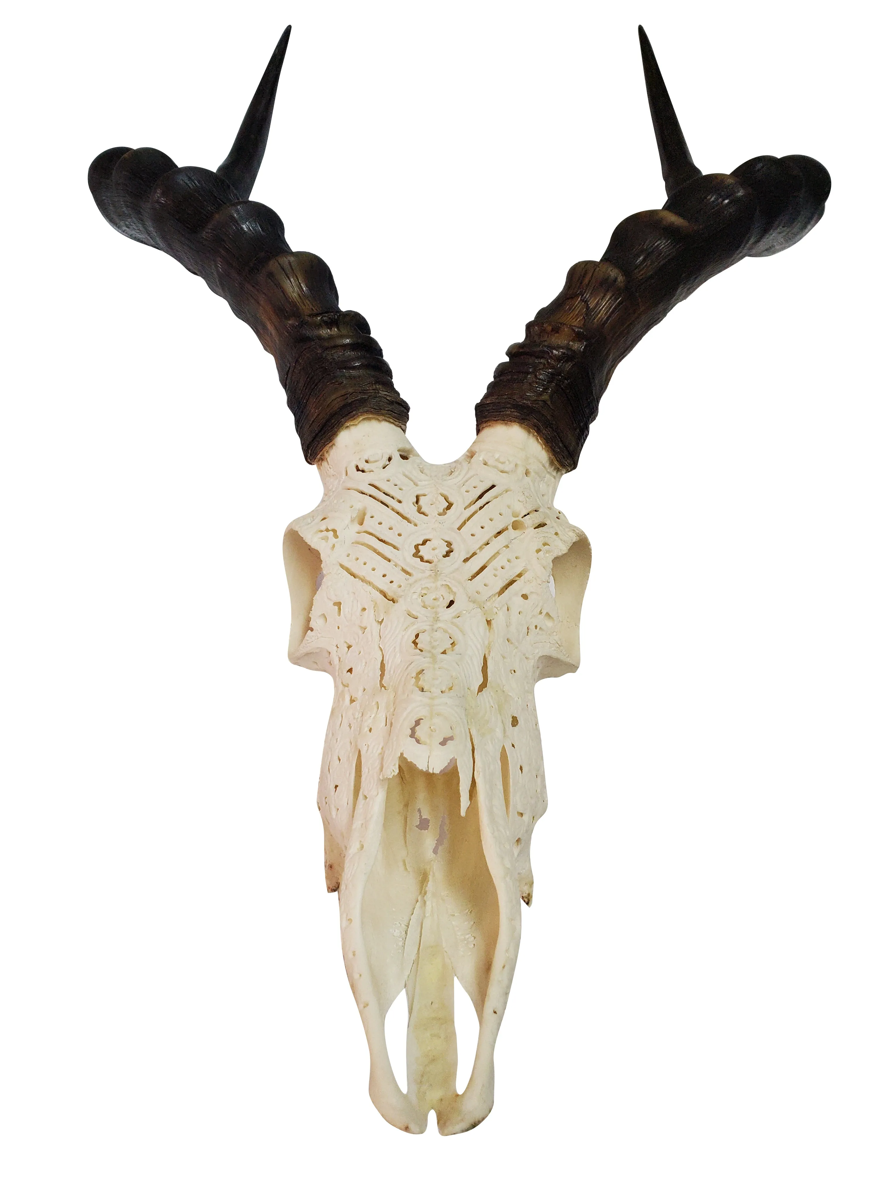 Artisan Carved Impala Skull Wall Mount