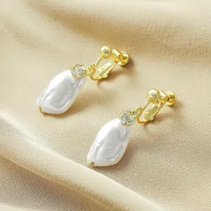Baroque Pearl & Cubic Zirconia 18K Gold-Plated Huggie Earrings