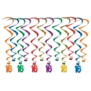 Beistle 16 Whirls (12/PKG) - Party Supply Decoration for Sweet 16