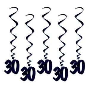 Beistle Black 30 Whirls (5/pkg) - Party Supply Decoration for Over-The-Hill