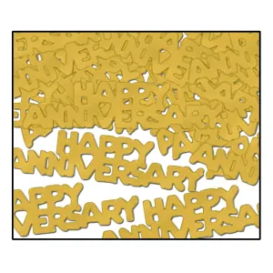 Beistle Gold Happy Anniversary Fanci-Fetti - Party Supply Decoration for Anniversary