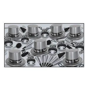 Beistle Simply Silver New Year Assortment (for 50 people) - Party Supply Decoration for New Years