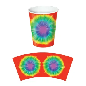Beistle Tie-Dyed Beverage Cups - Party Supply Decoration for 60's