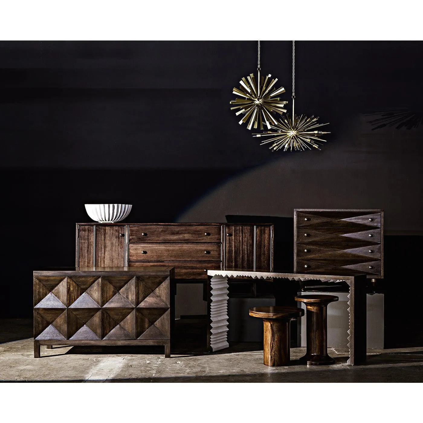 Bero Chandelier, Metal with Brass Finish