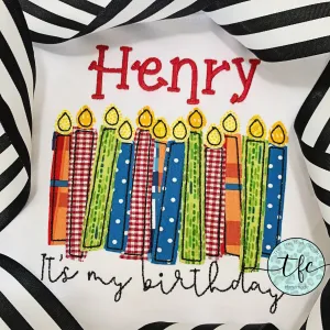 {Birthday Candles} unisex applique tee