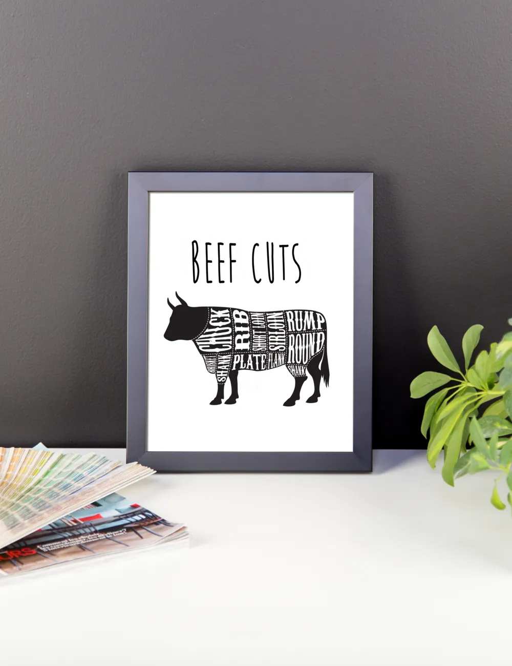 Bison Meat Cuts Kitchen Wall Art Decor