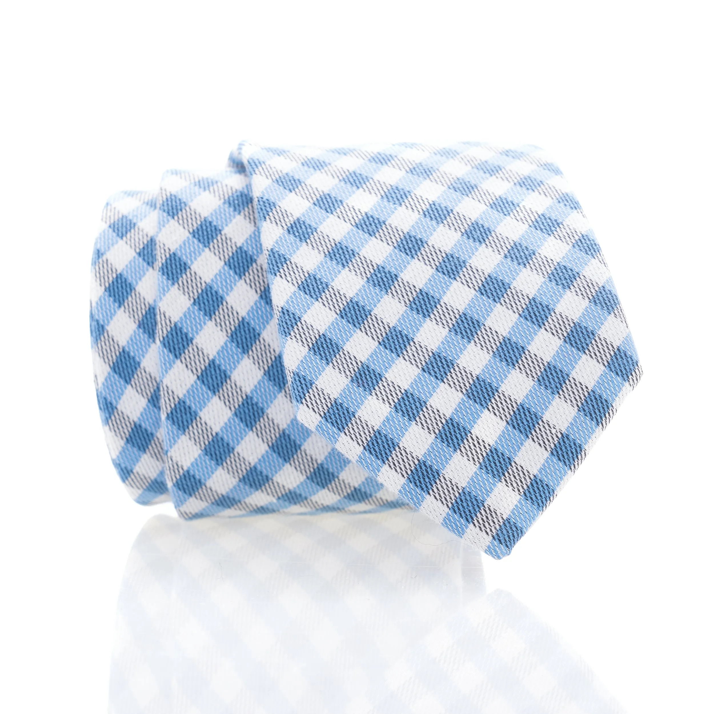 Blue Gingham Youth Skinny Tie