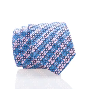 Blue Pink Check Youth Skinny Tie