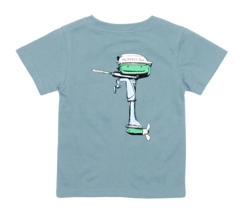 Boys Boat Motor Short Sleeve Steel Blue || Properly Tied