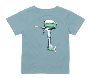 Boys Boat Motor Short Sleeve Steel Blue || Properly Tied