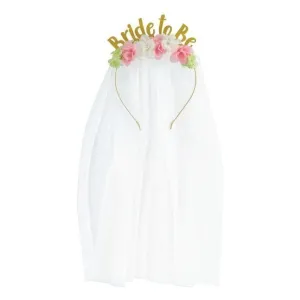 Bride To Be Word Headband W/Veil