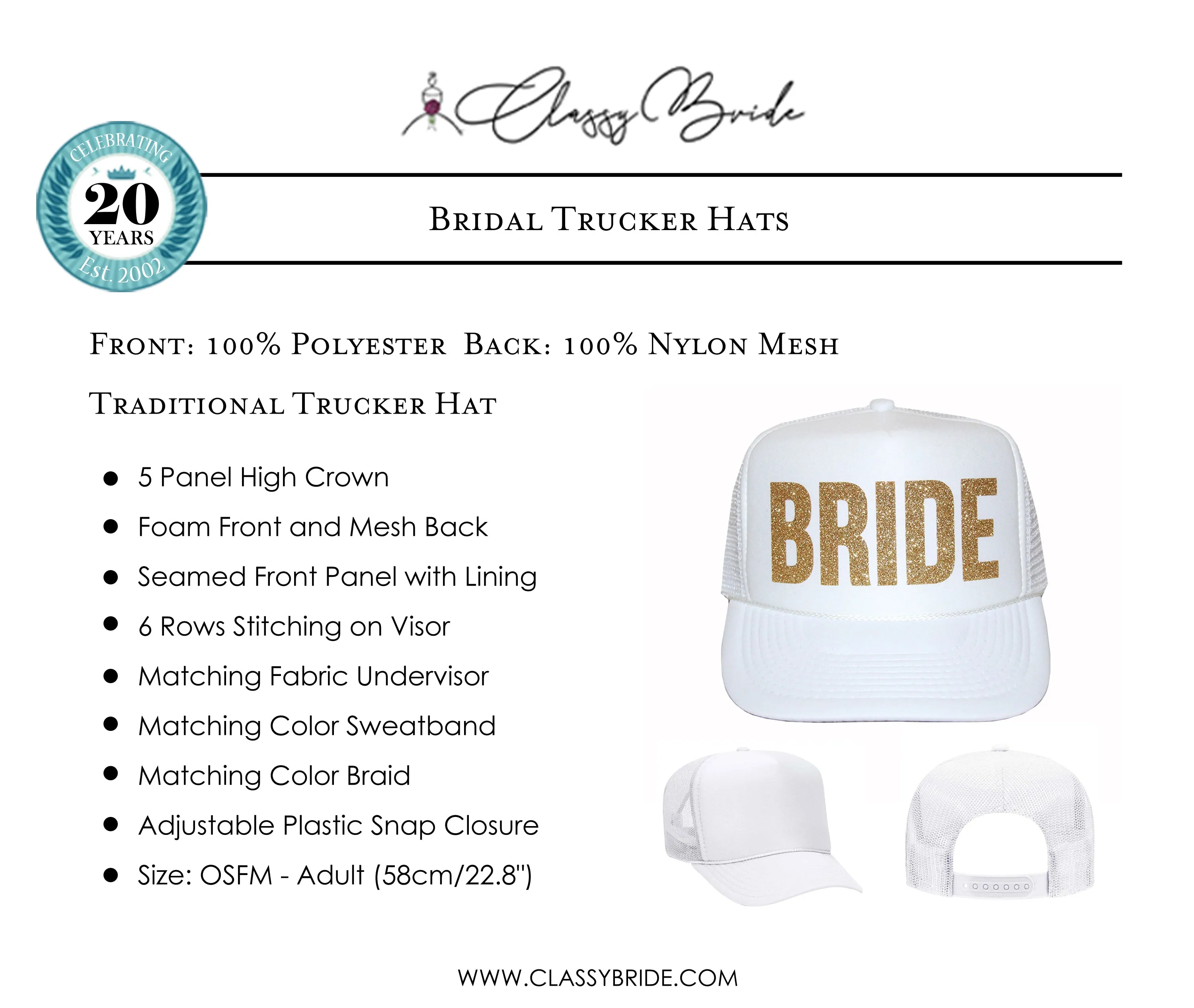Bridesmaid Glitter Trucker Hat