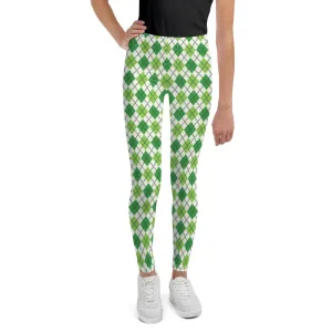 Bright Green Plaid - Youth Leggings
