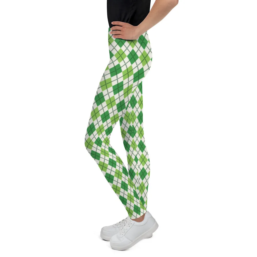 Bright Green Plaid - Youth Leggings
