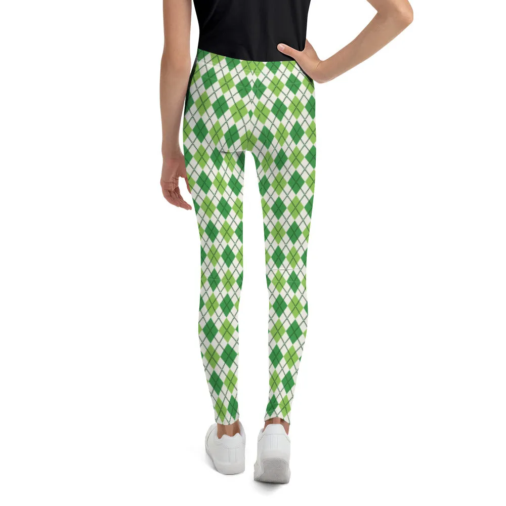 Bright Green Plaid - Youth Leggings