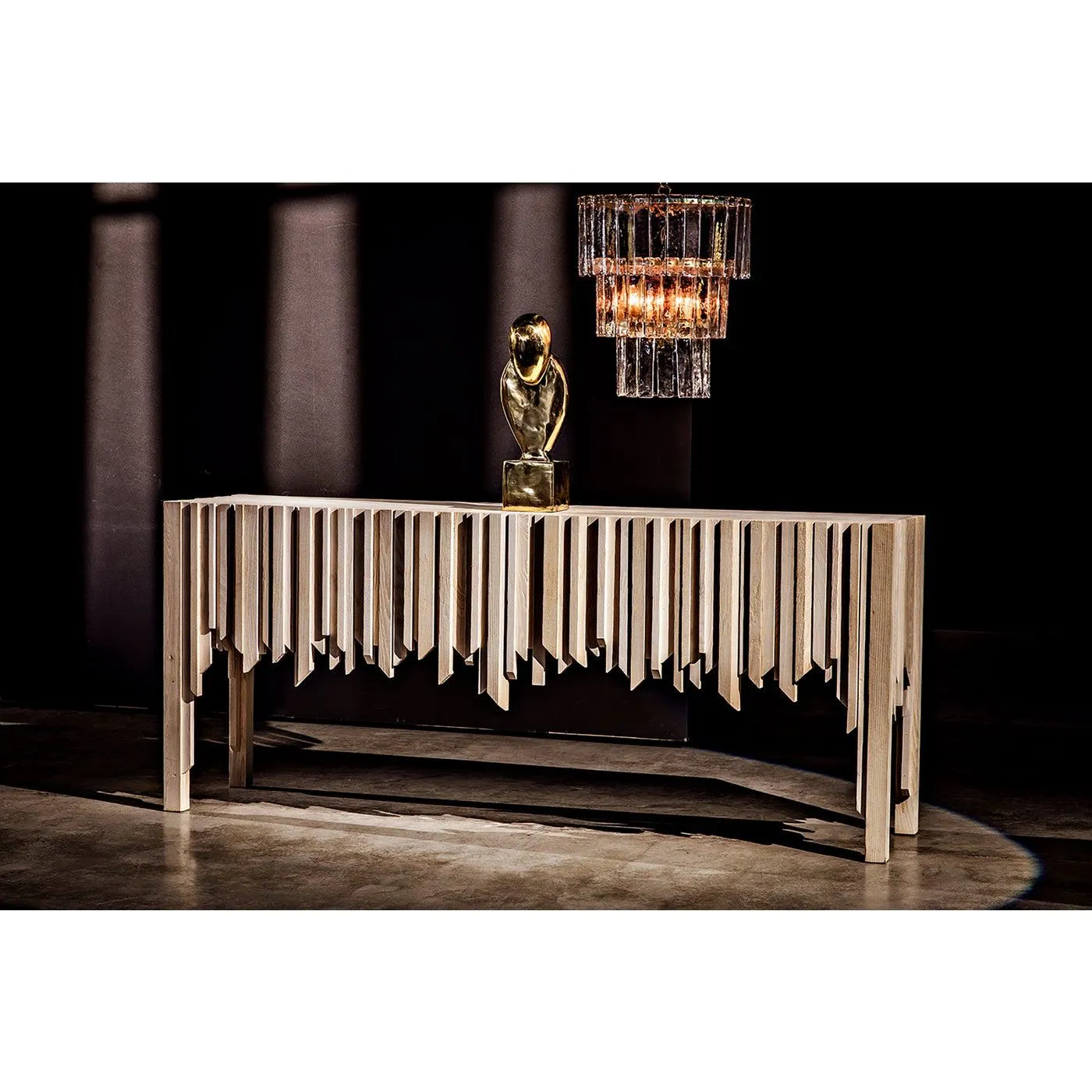 Bruna Chandelier, Small, Metal with Brass Finish
