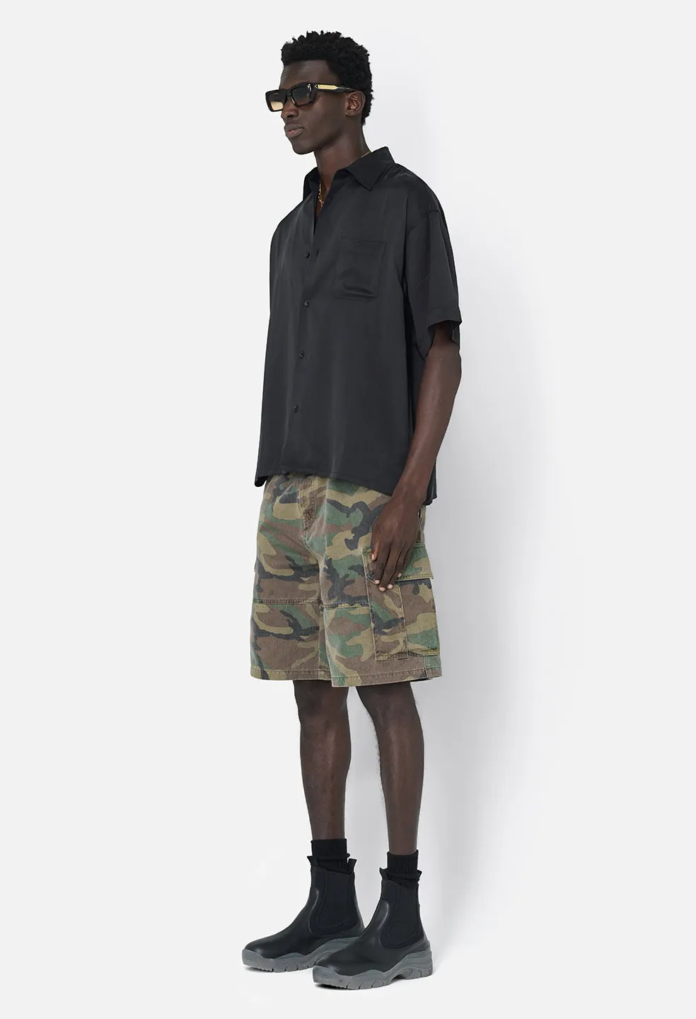 Brushed Silk Button Up / Black