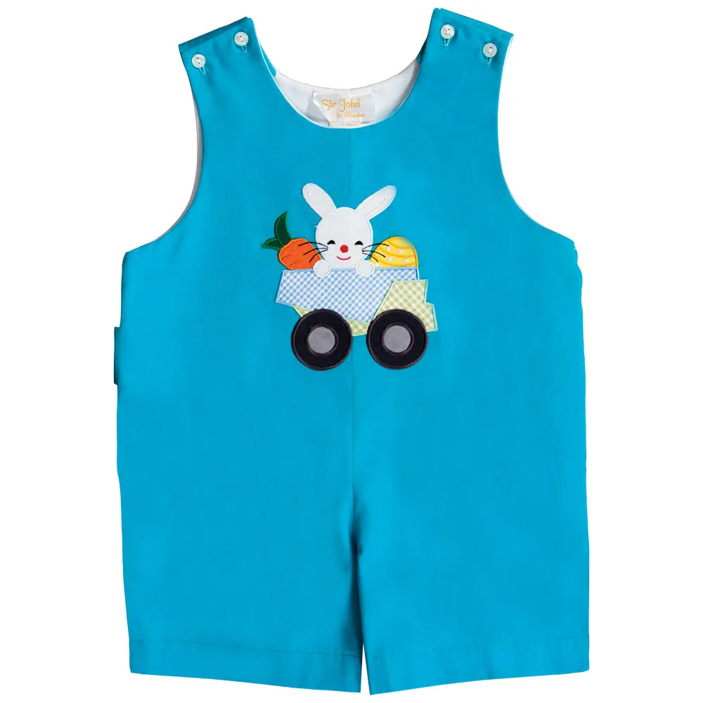 Bunny Truck Applique Turquoise Romper