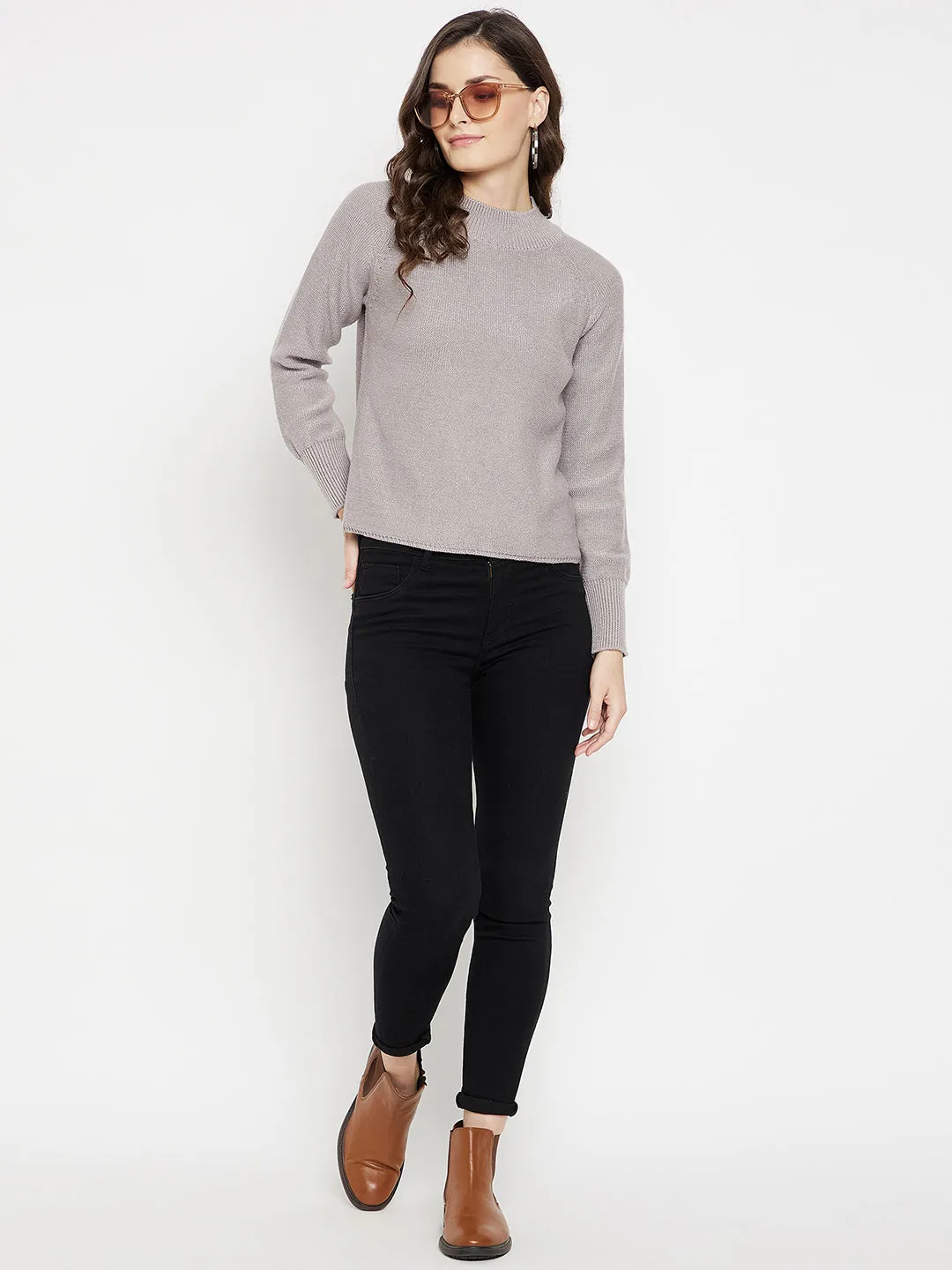 Camla Barcelona Mock Neck Grey Sweater