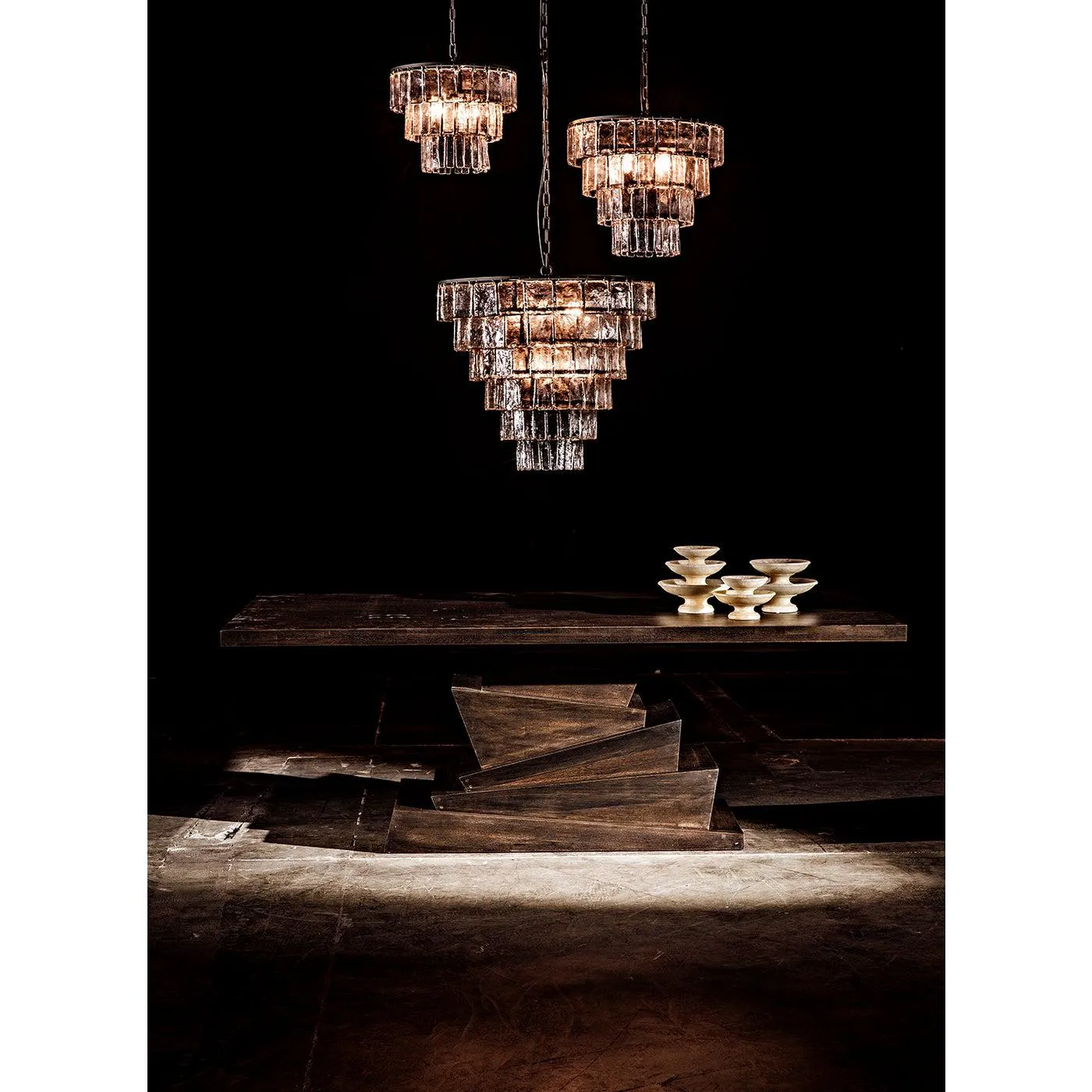 Carnegie Chandelier, Large, Black Steel