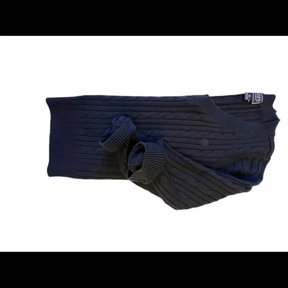 Chaps Classics Cable Knit V-Neck Sweater - Navy Blue - Size L