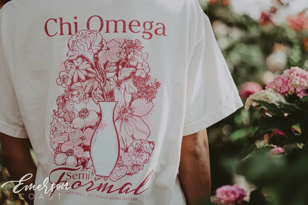 Chi Omega Floral Semi Formal T-shirt