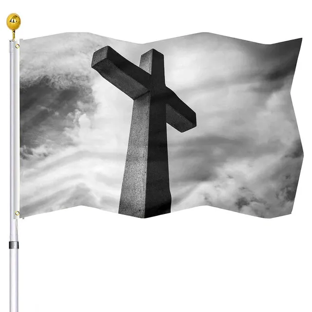 Christianartbag Flag Decor, Christianity Cross Flag Home Room Dormitory Decoration Outdoor Decor Polyester Banners and Flags Brass Grommets Women Men Gift