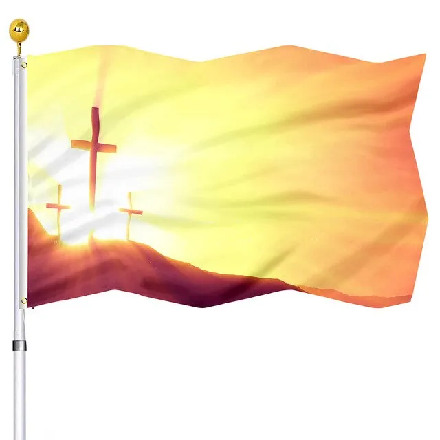 Christianartbag Flag Decor, Christianity Cross Flag Home Room Dormitory Decoration Outdoor Decor Polyester Banners and Flags Brass Grommets Women Men Gift