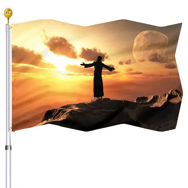 Christianartbag Flag Decor, Christianity Cross Flag Home Room Dormitory Decoration Outdoor Decor Polyester Banners and Flags Brass Grommets Women Men Gift