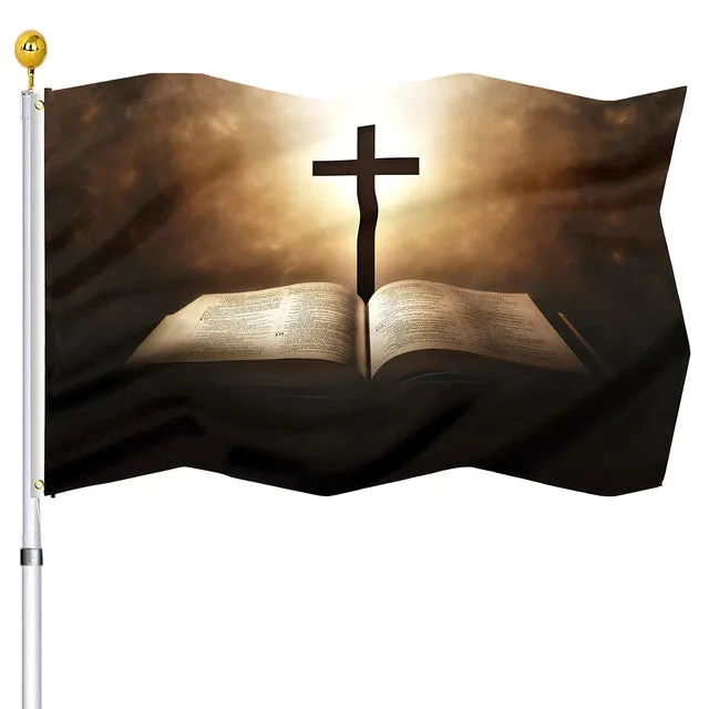 Christianartbag Flag Decor, Christianity Cross Flag Home Room Dormitory Decoration Outdoor Decor Polyester Banners and Flags Brass Grommets Women Men Gift