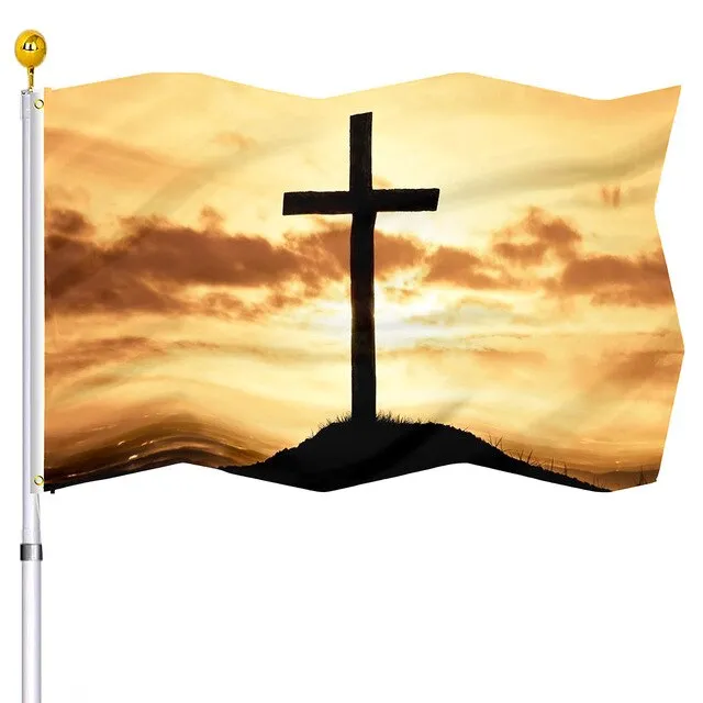 Christianartbag Flag Decor, Christianity Cross Flag Home Room Dormitory Decoration Outdoor Decor Polyester Banners and Flags Brass Grommets Women Men Gift