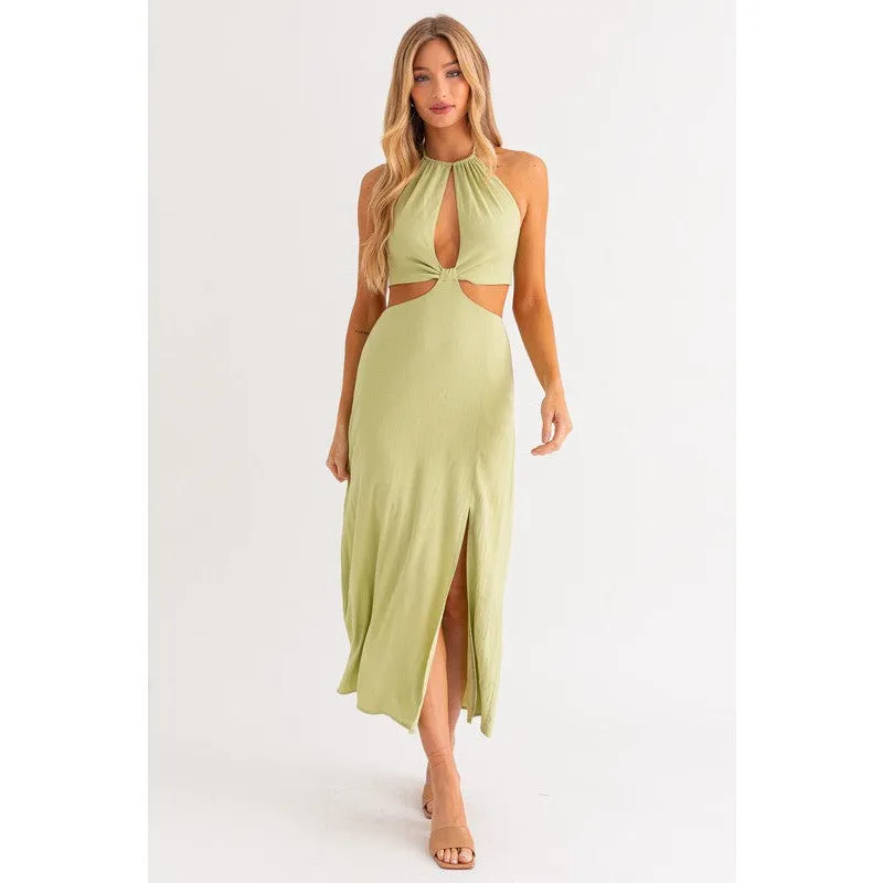 Crazy Good Halter Maxi Dress - Sage